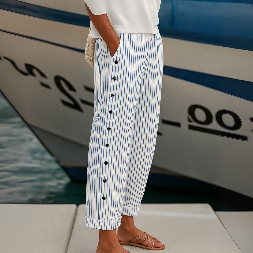 Caitlin | Pantalón a Rayas con Botones