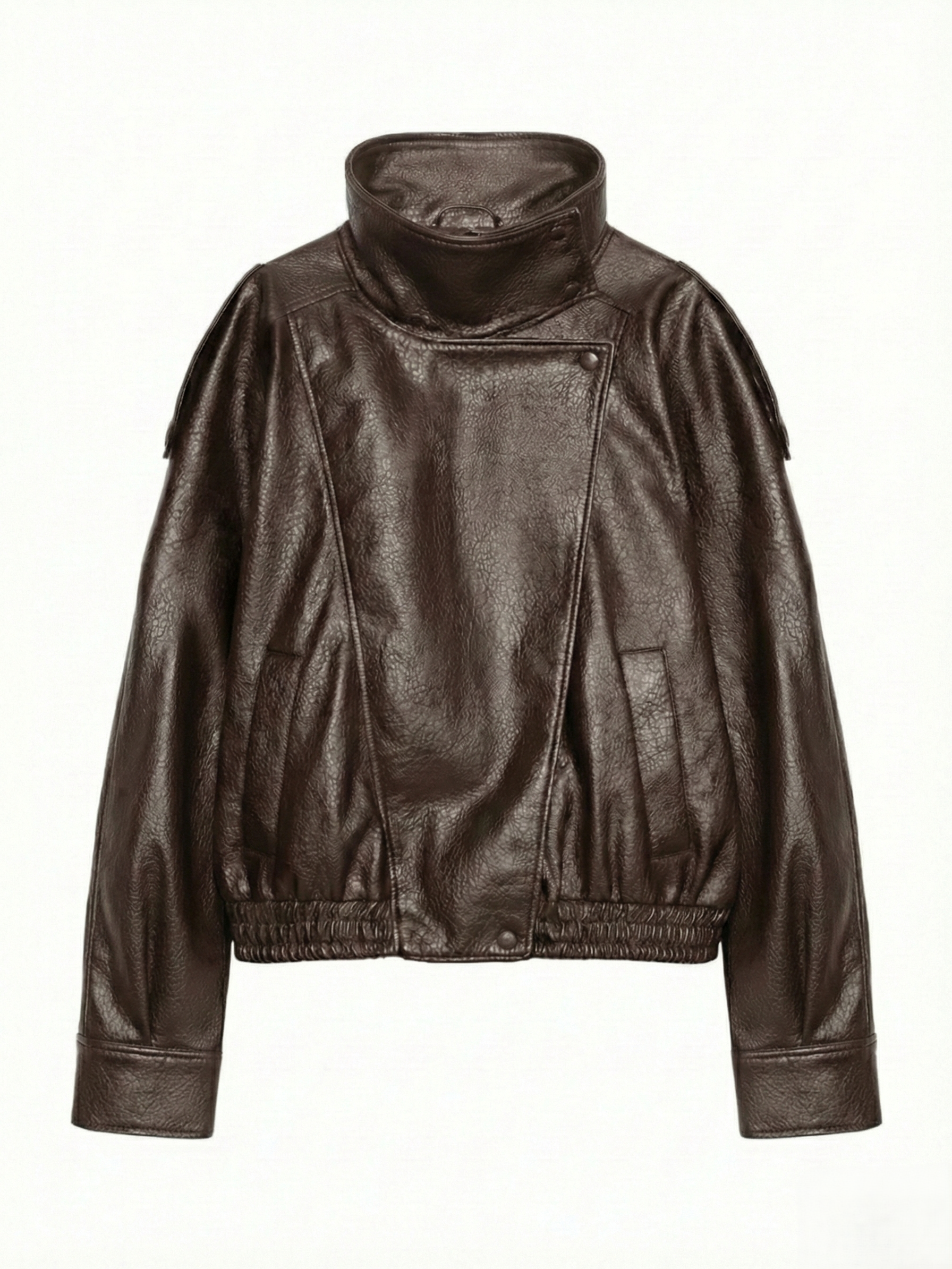 Felicia | Cazadora de Piel Sintética con Cuello Alto Oversize