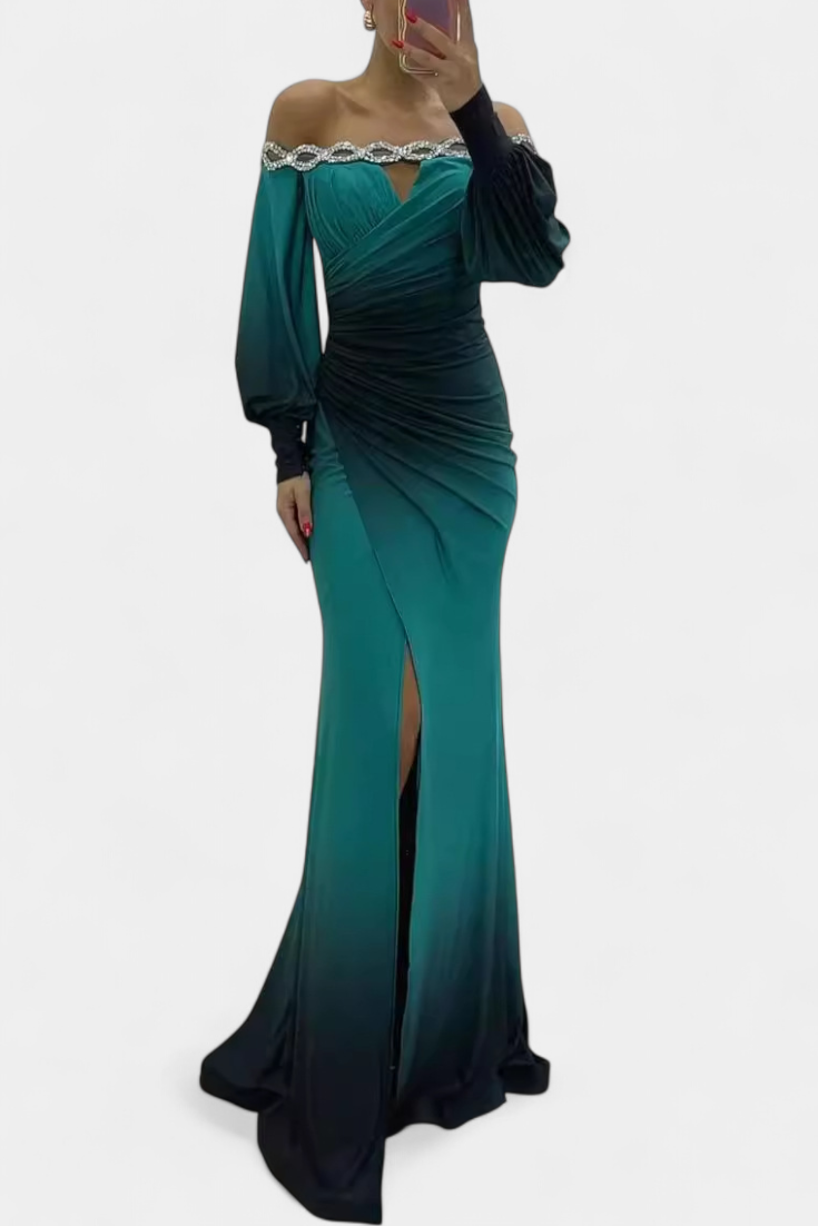 Julitta | Vestido Maxi Ombre con Hombros Descubiertos