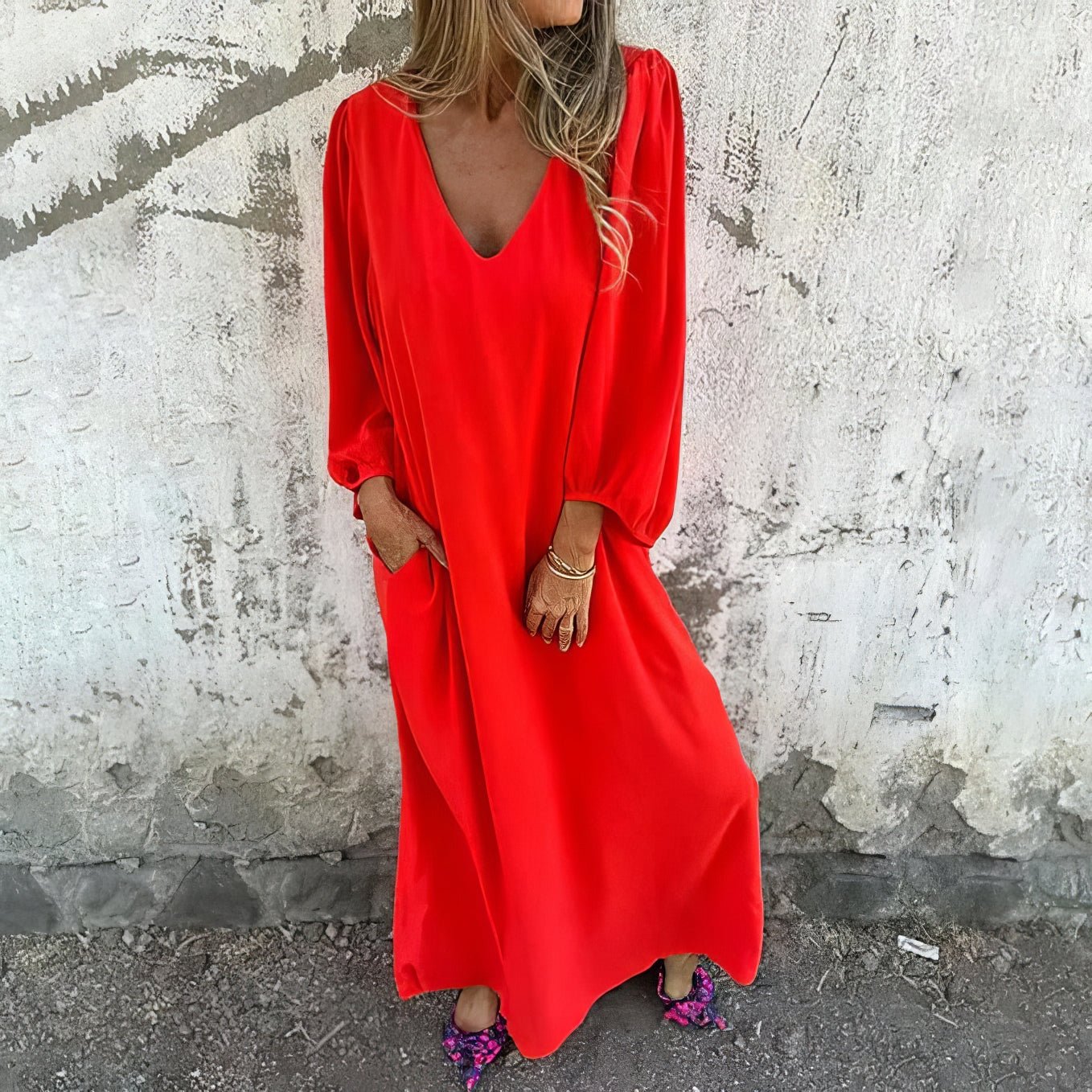 Lisara| Vestido Boho Largo con Bolsillos